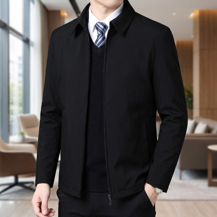 Chaqueta de Otoño para Hombres con Cremallera y Collar Clásico