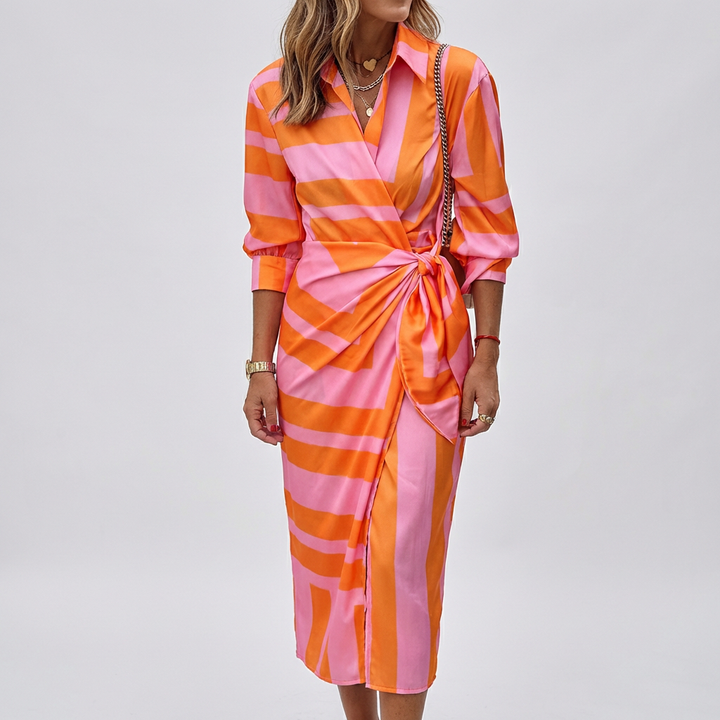 Vestido Maxi Envolvente de Verano para Mujeres con Collar