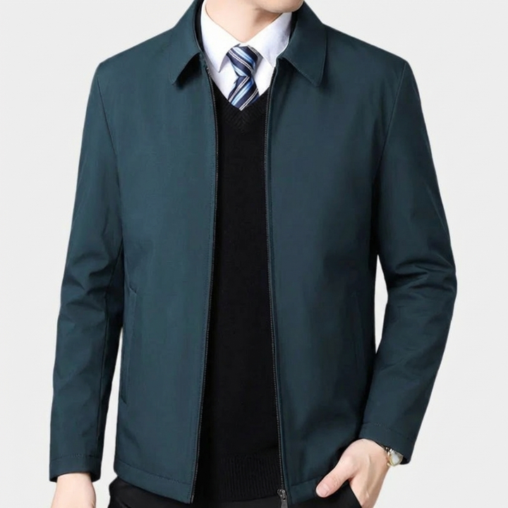 Chaqueta de Otoño para Hombres con Cremallera y Collar Clásico