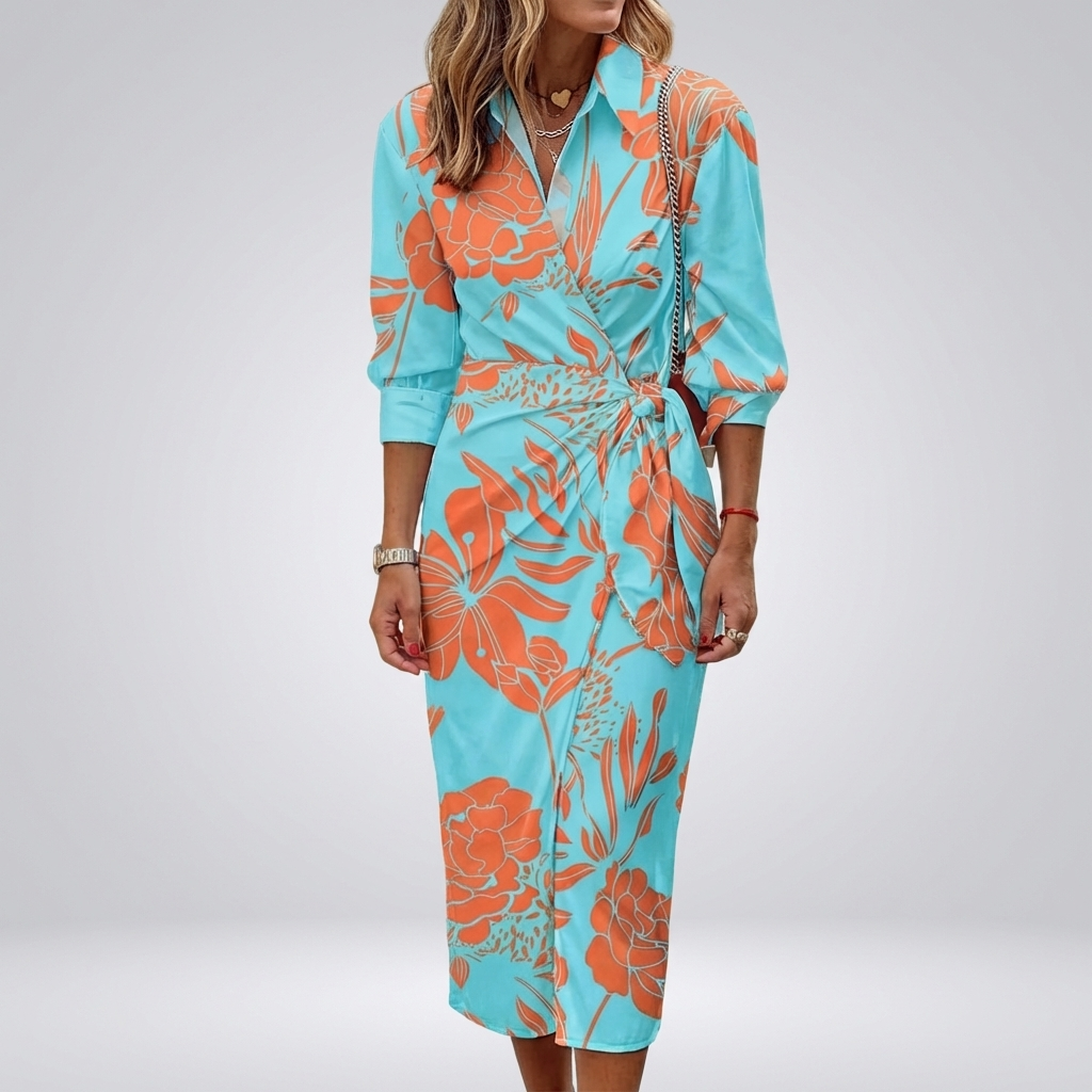 Vestido Maxi Envolvente de Verano para Mujeres con Collar