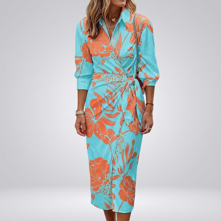 Vestido Maxi Envolvente de Verano para Mujeres con Collar