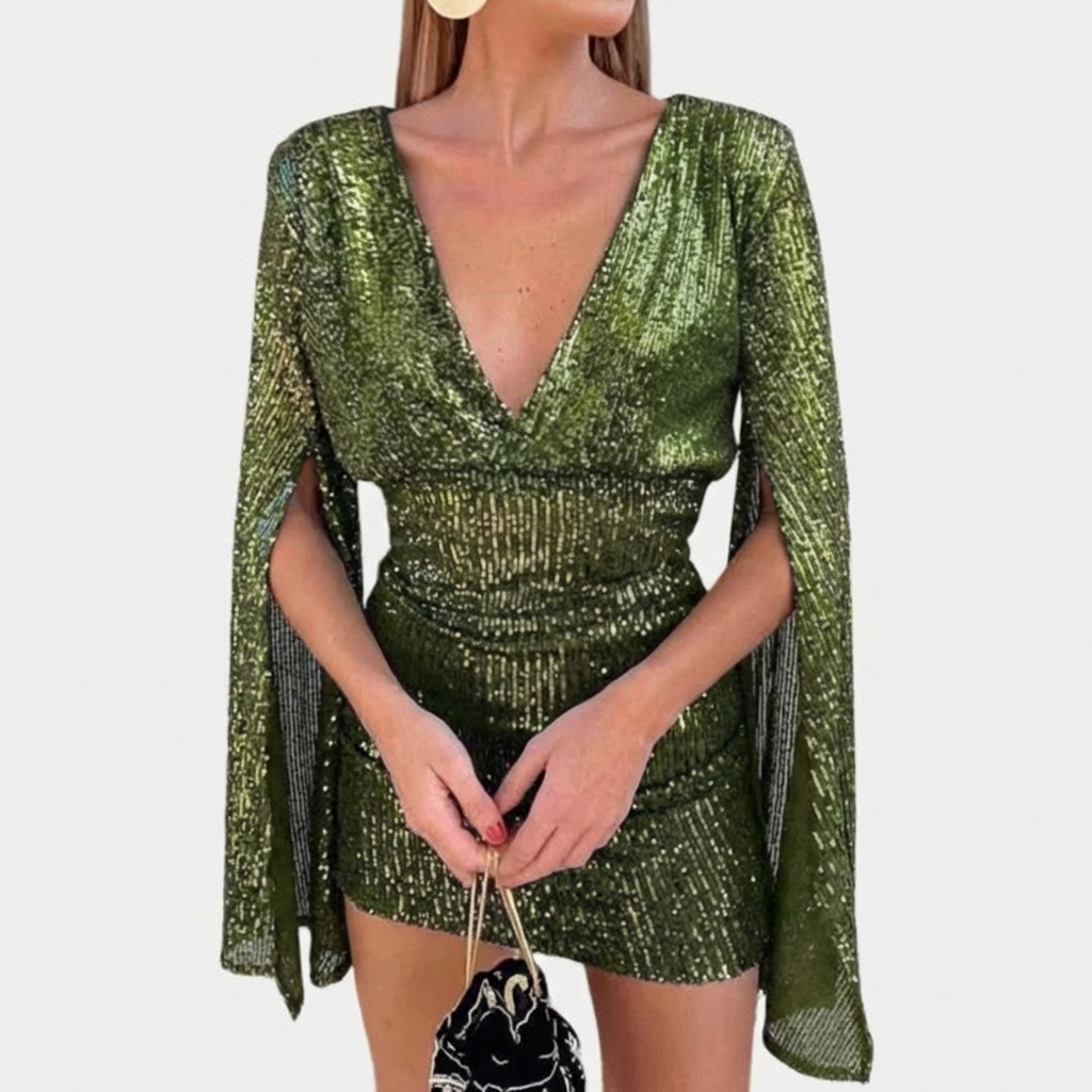 Vestido Glamour con Detalles Brillantes
