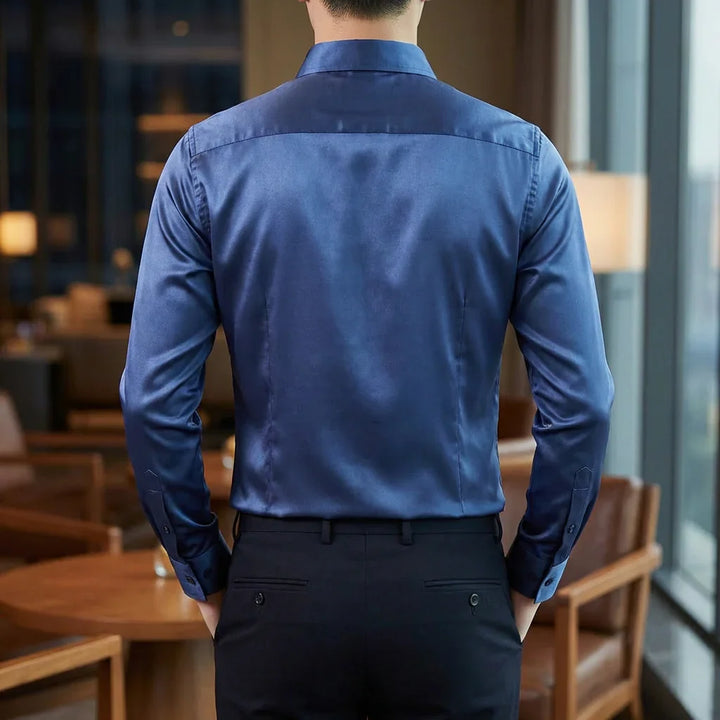 Camisa de Manga Larga Clásica de Estiramiento para Hombres
