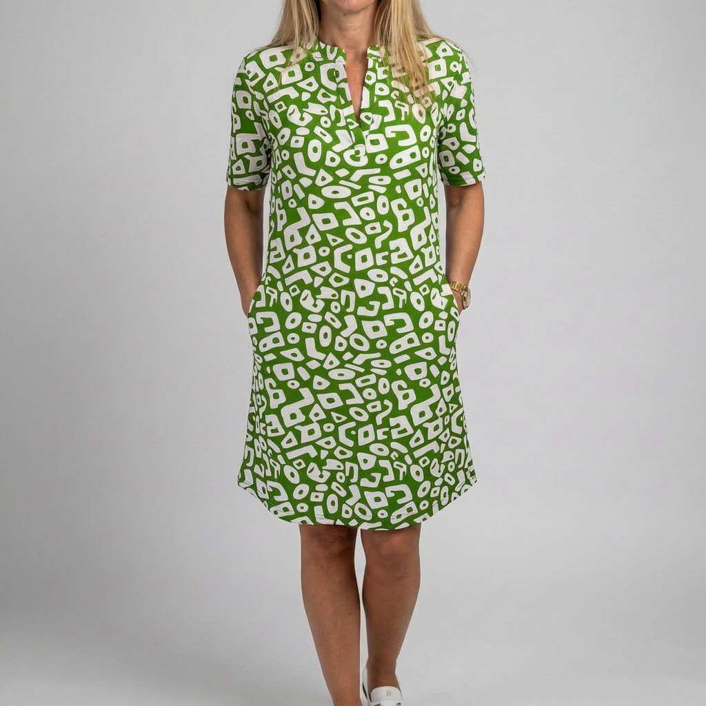 Vestido de Playa con Cuello en V y Bolsillos Prácticos para Mujeres