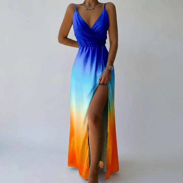 Vestido Maxi de Verano con Imagen Tropical para Mujeres