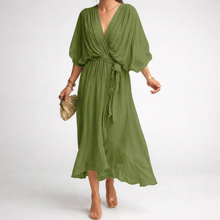 Vestido Elegante con Escote en V para Mujeres