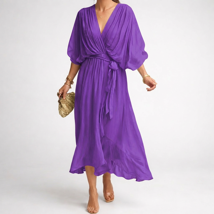 Vestido Elegante con Escote en V para Mujeres