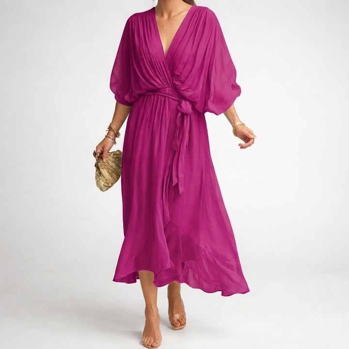 Vestido Elegante con Escote en V para Mujeres
