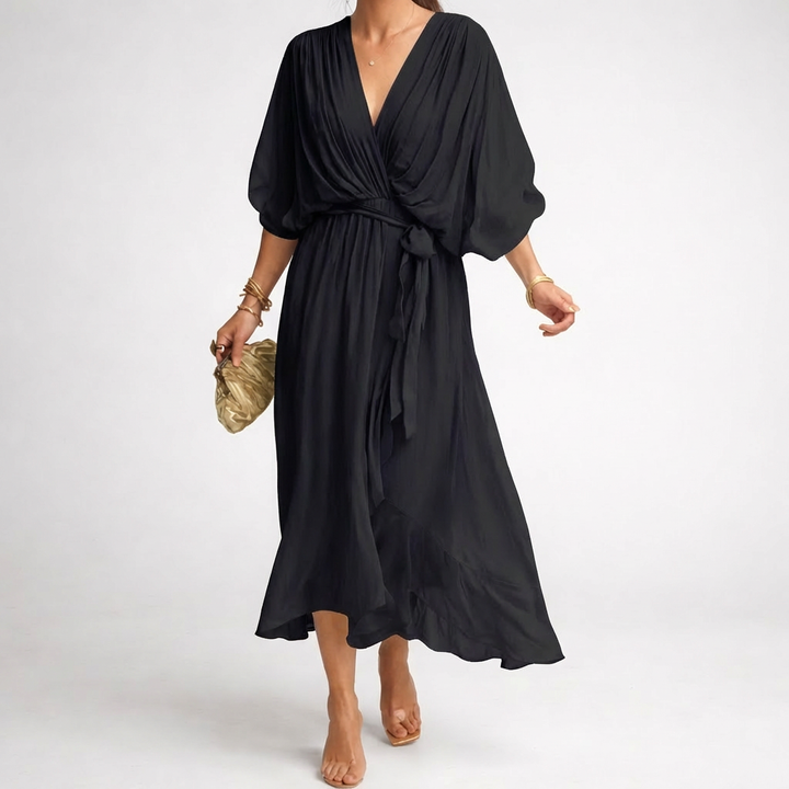 Vestido Elegante con Escote en V para Mujeres