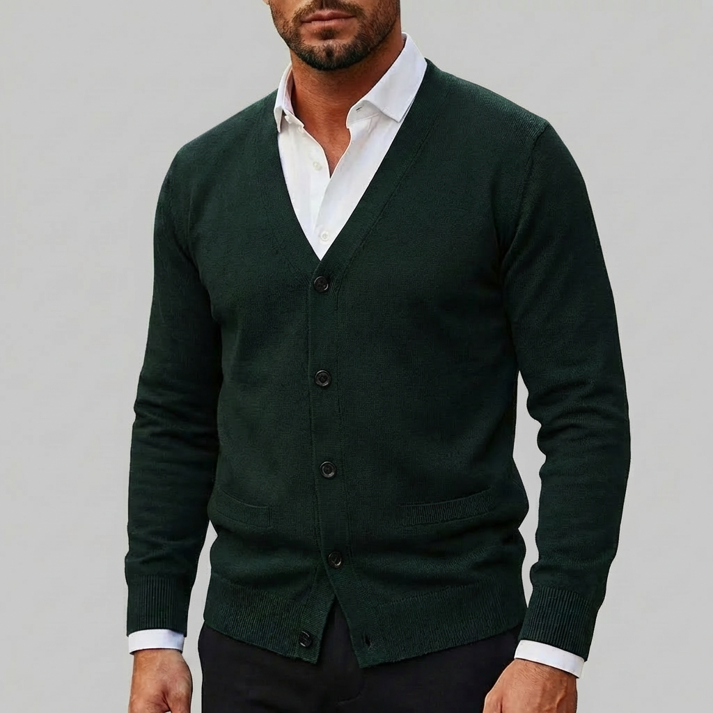 Suéter de Cardigan de Punto para Hombres
