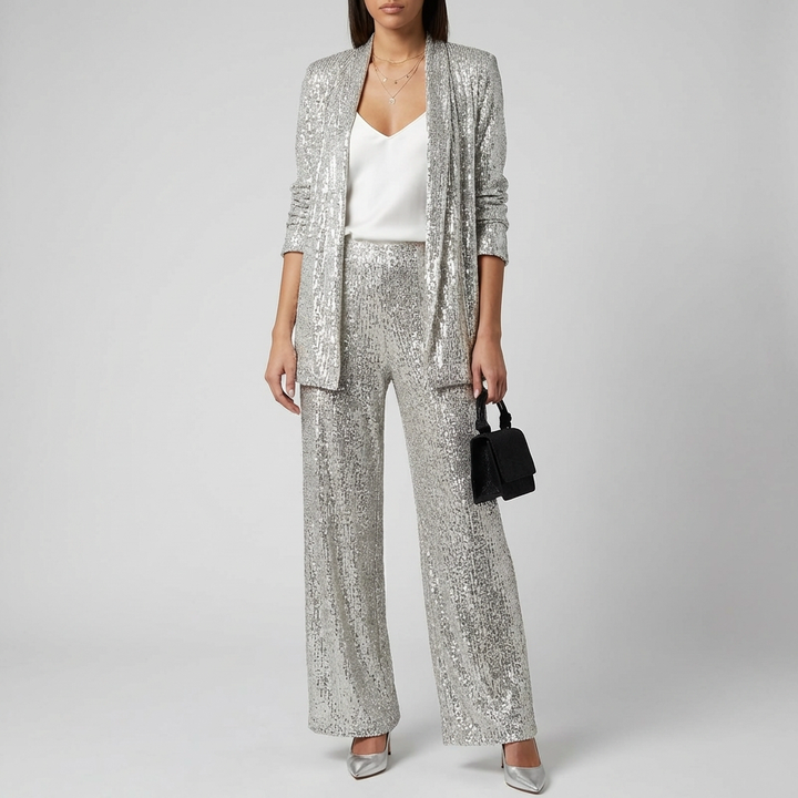 Conjunto de Lentejuelas de Dos Piezas para Mujeres