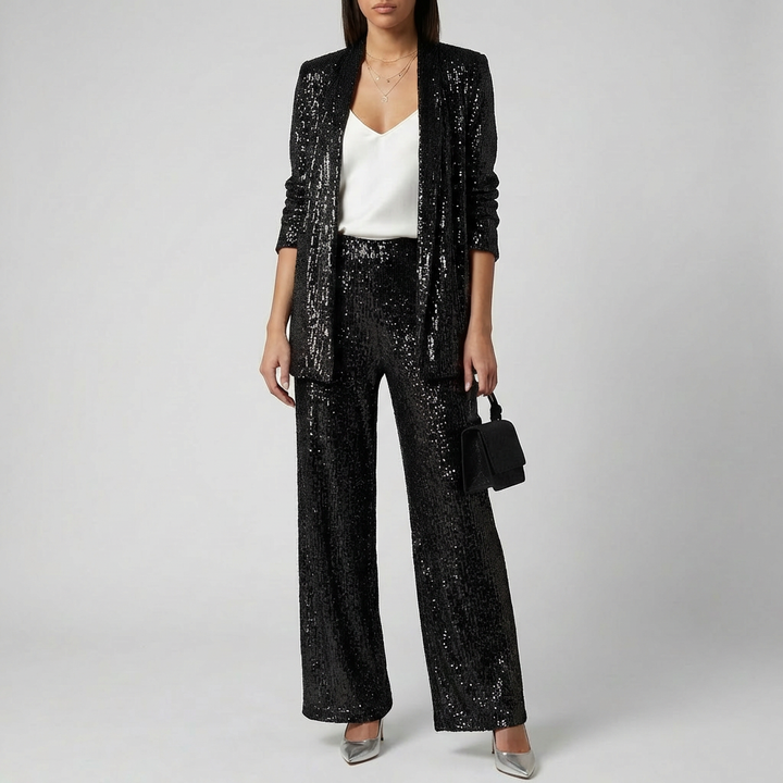 Conjunto de Lentejuelas de Dos Piezas para Mujeres