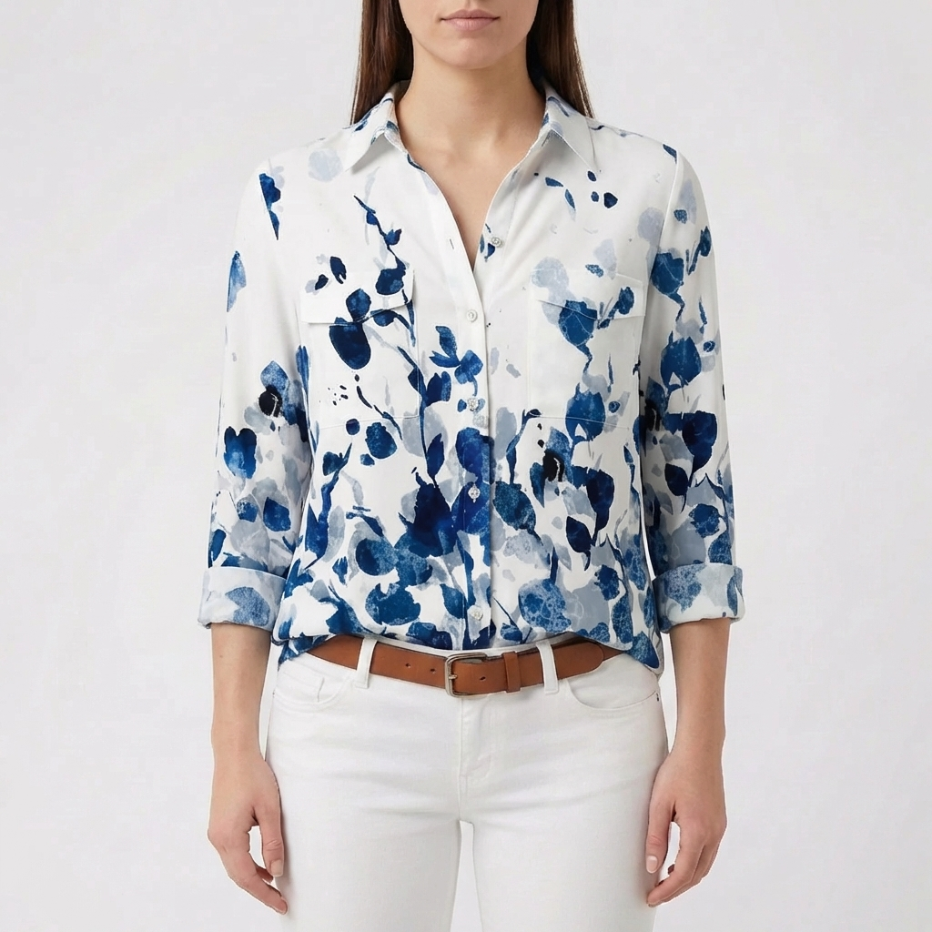Blusa con Estampado Floral y Botones