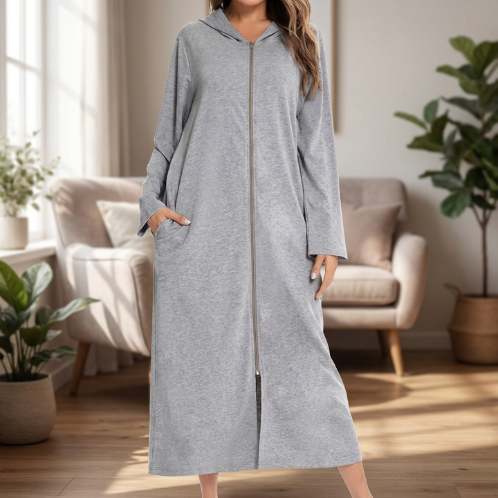 Vestido de Noche con Capucha y Cremallera Caliente