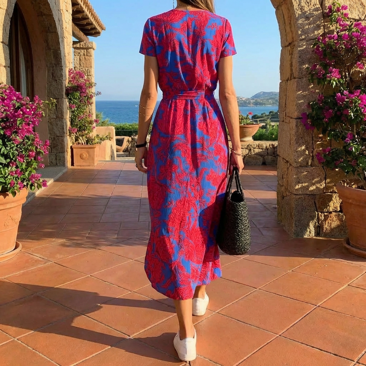 Vestido Maxi Floral de Verano con Escote en V Elegante para Mujeres