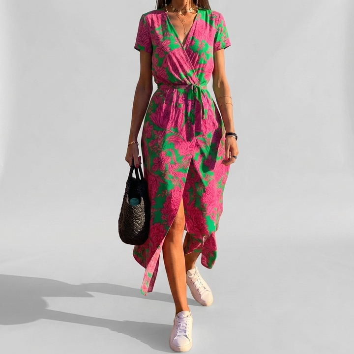 Vestido Maxi Floral de Verano con Escote en V Elegante para Mujeres