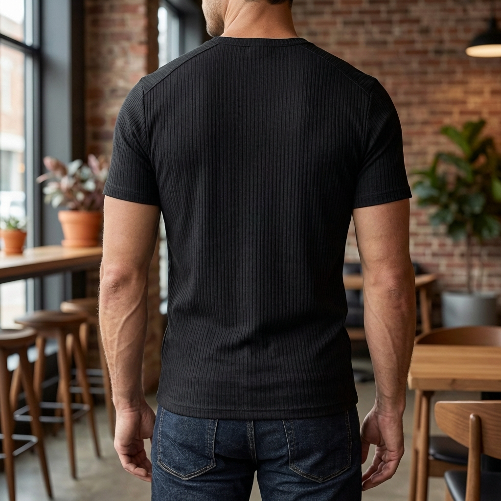 Camiseta Henley Slim-Fit para Hombres con Cierre de Botón