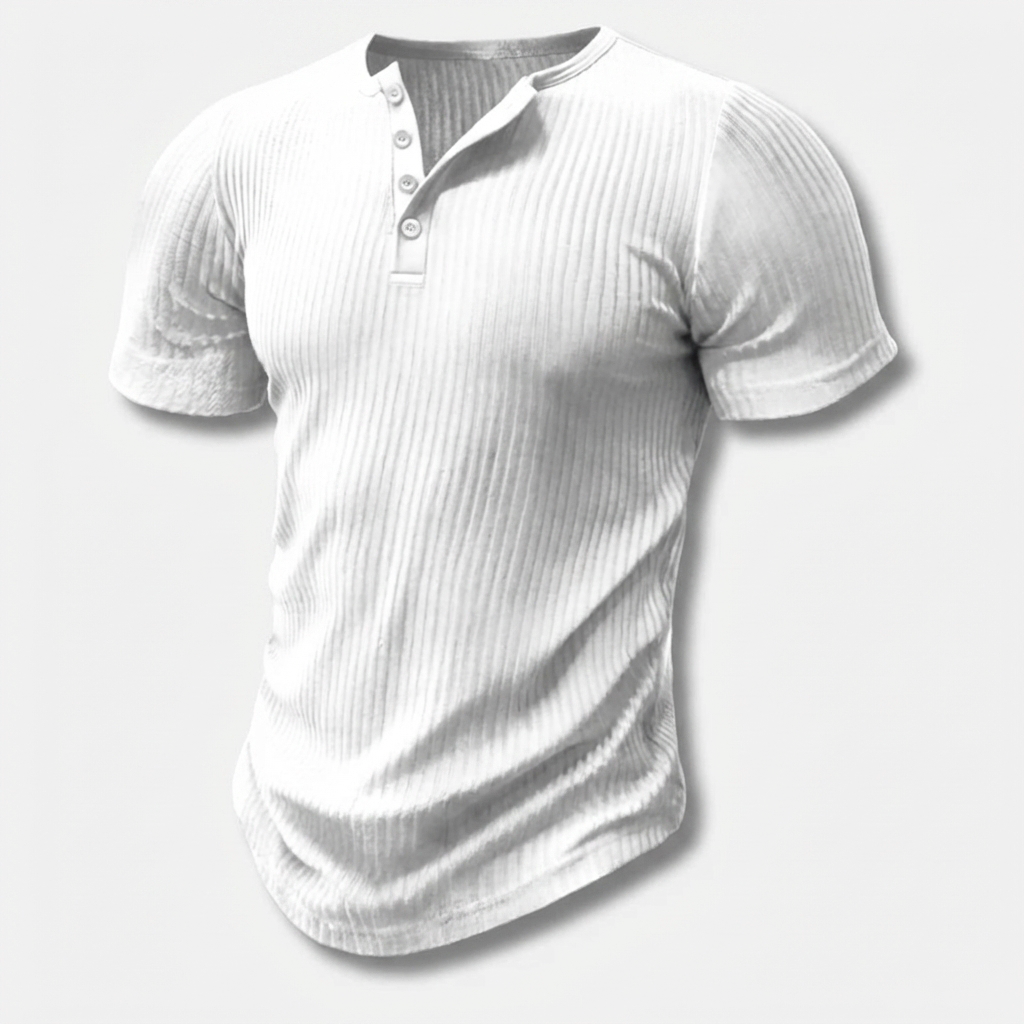 Camiseta Henley Slim-Fit para Hombres con Cierre de Botón