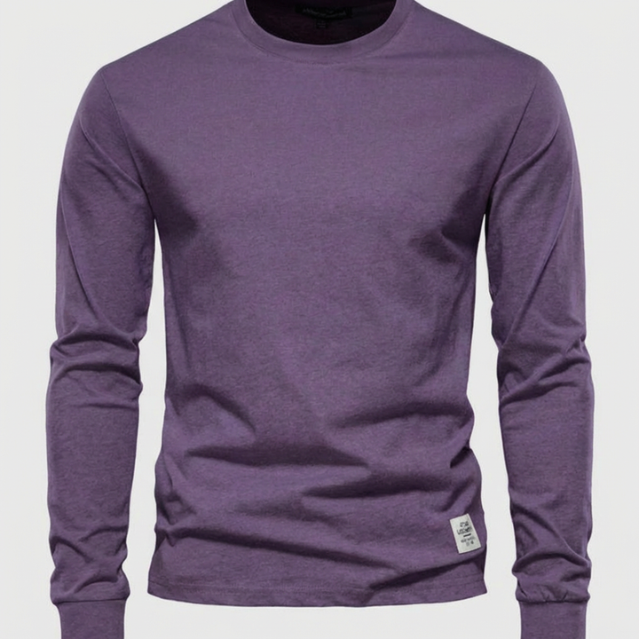 Camisa de Algodón de Hombre de Mangas Largas con Cuello Redondo