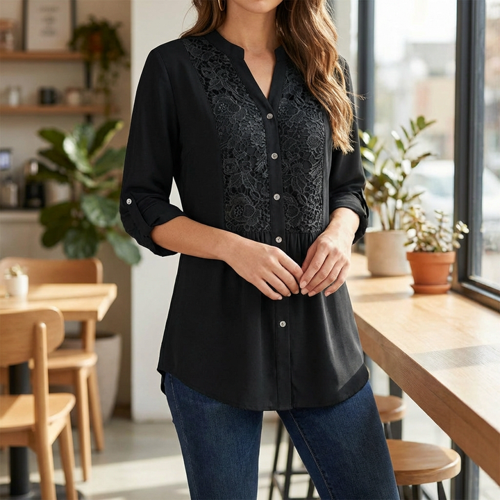 Blusa de Encaje Elegante con Bordado