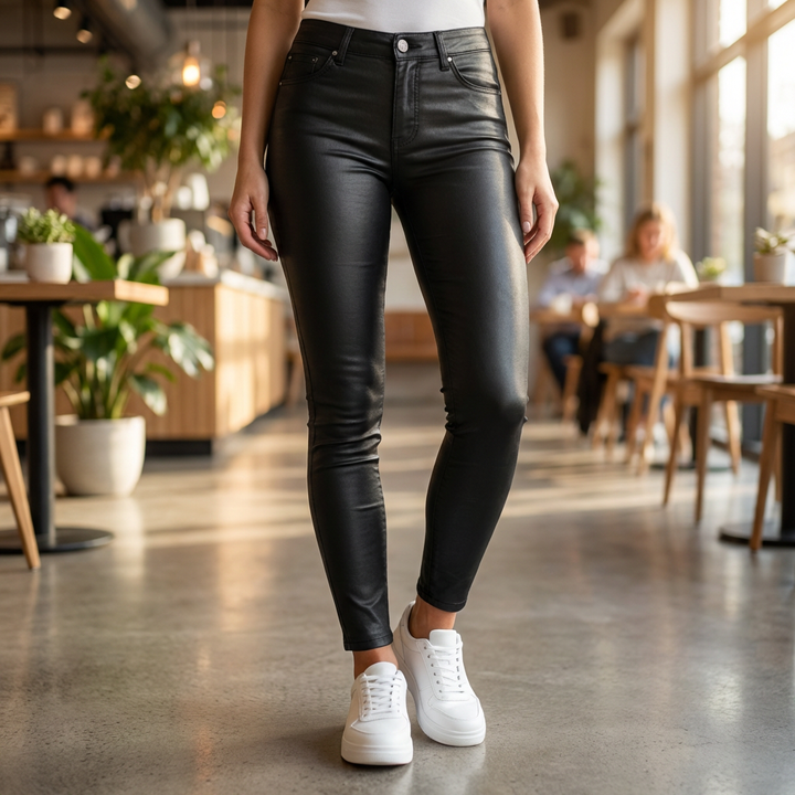 Pantalones de Cuero PU Altos y Elegantes para Mujeres