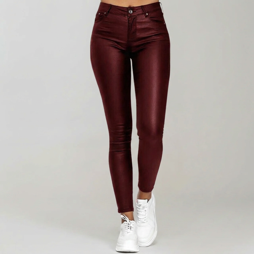 Pantalones de Cuero PU Altos y Elegantes para Mujeres