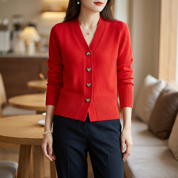 Cardigan de Punto V Confortable para Mujeres