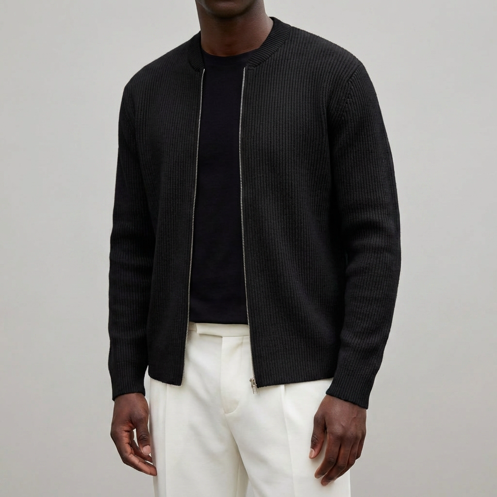Cardigan de Punto con Cremallera Casual para Hombres