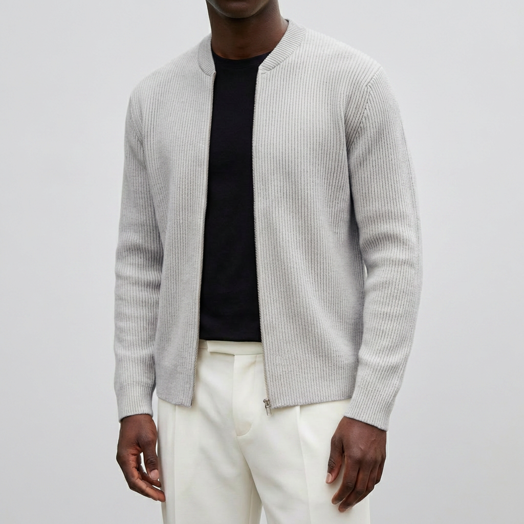 Cardigan de Punto con Cremallera Casual para Hombres