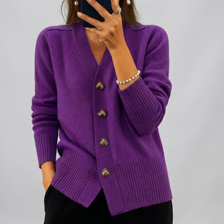 Cardigan de Punto V Confortable para Mujeres