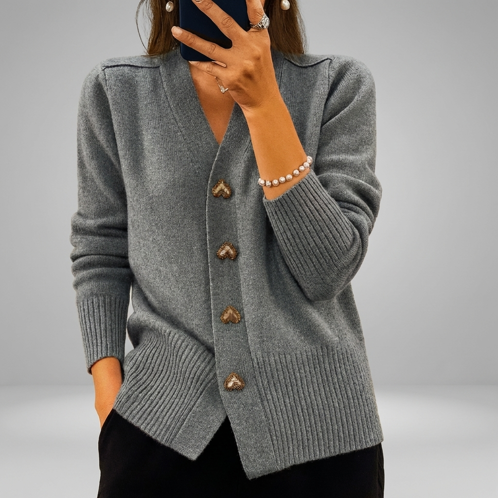 Cardigan de Punto V Confortable para Mujeres
