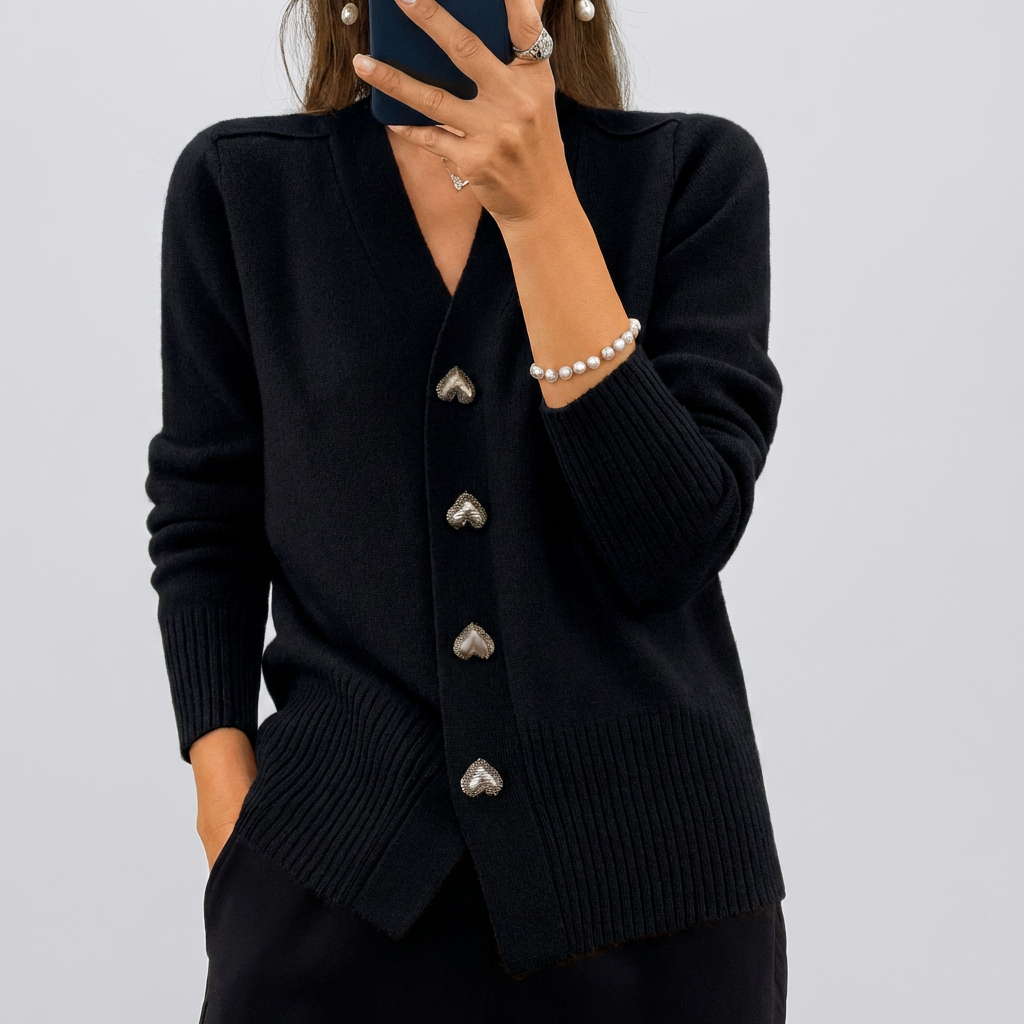 Cardigan de Punto V Confortable para Mujeres