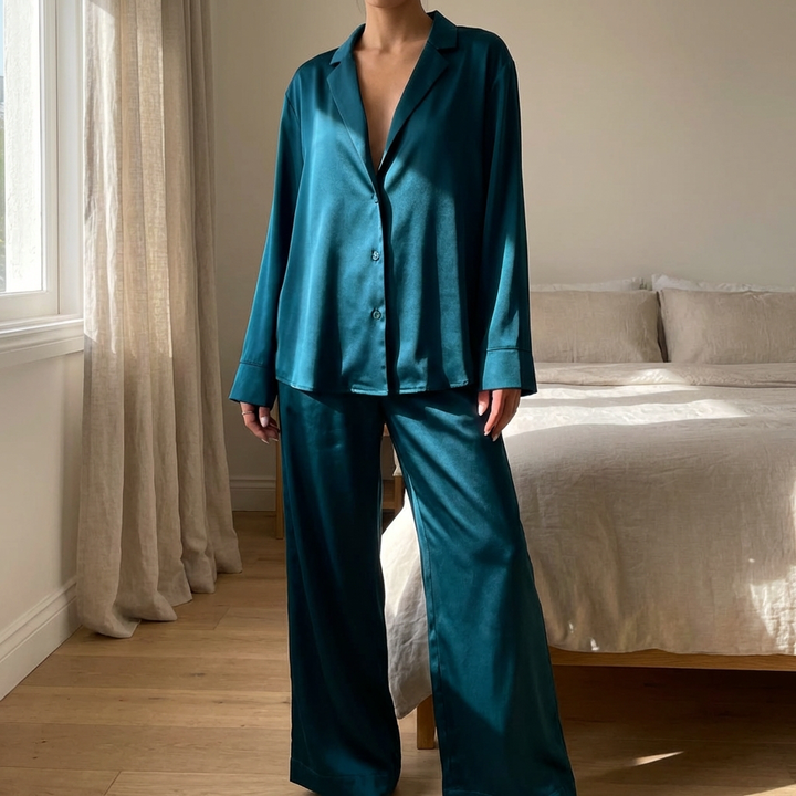 Conjunto de Ropa de Casa de Satén para Mujeres