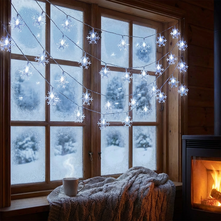 Luces de Cadena LED en Forma de Copos de Nieve