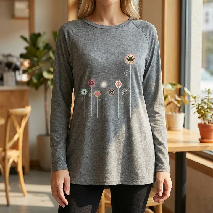 Sudadera con Bordado Floral 3D Textura Suave para Mujeres