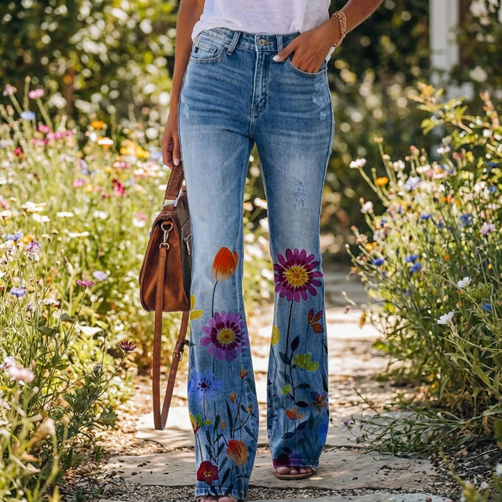 Pantalones de Denim con Diseño Flare para Mujeres
