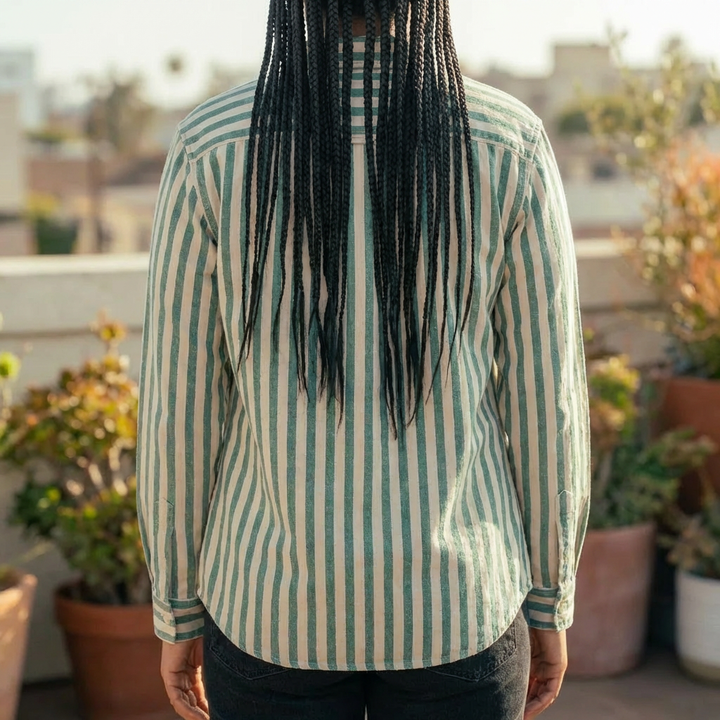 Blusa Casual de Manga Larga con Bolsillo en el Pecho para Mujeres