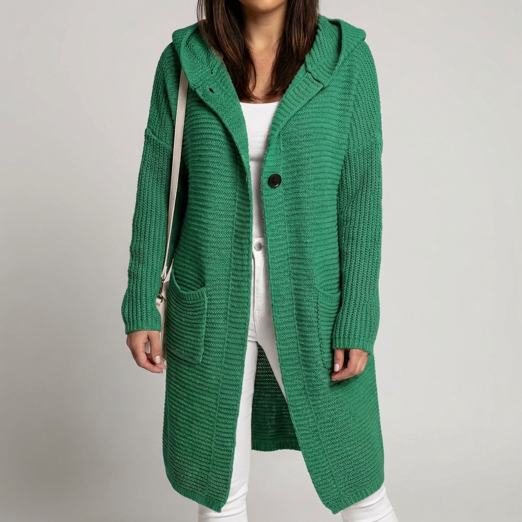 Cardigan con Capucha de Punto Cómodo para Mujeres