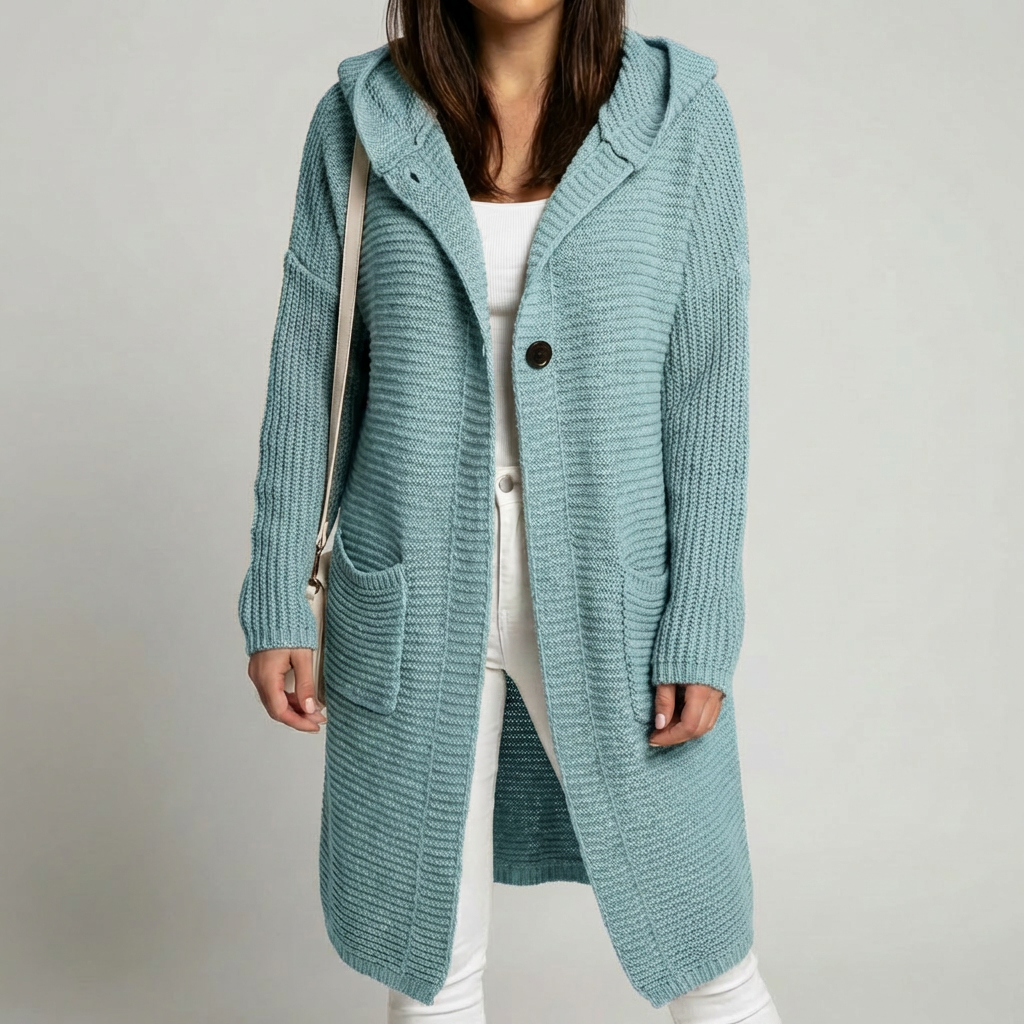 Cardigan con Capucha de Punto Cómodo para Mujeres