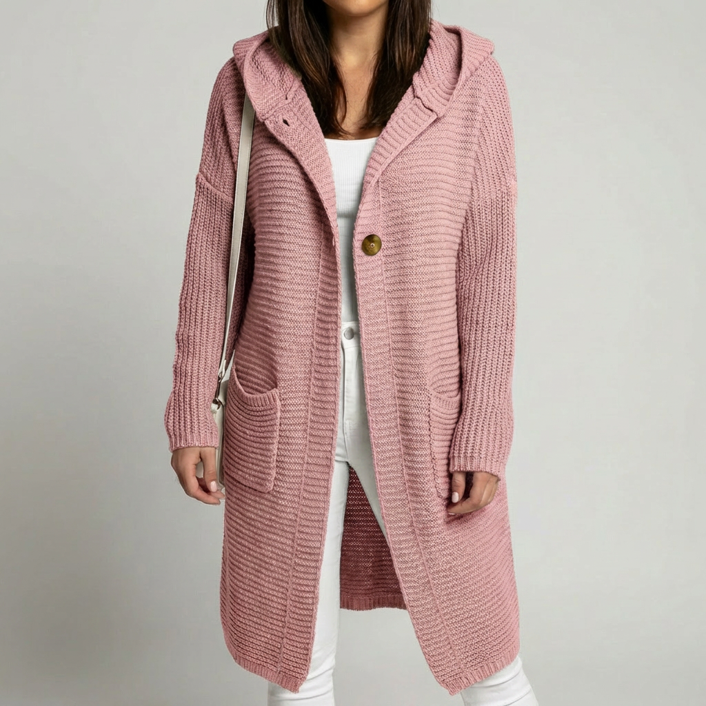 Cardigan con Capucha de Punto Cómodo para Mujeres