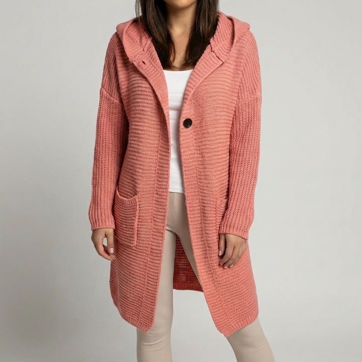 Cardigan con Capucha de Punto Cómodo para Mujeres