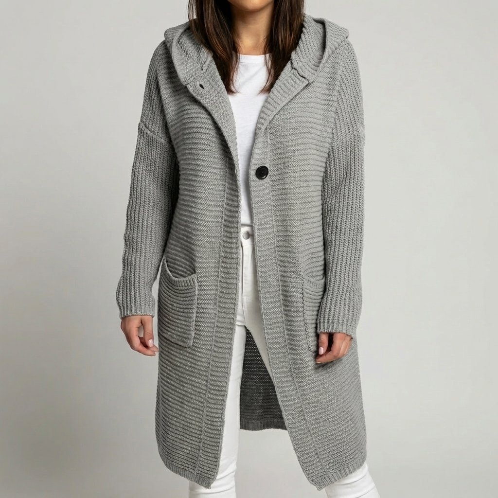 Cardigan con Capucha de Punto Cómodo para Mujeres