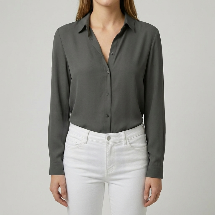Blusa de Botones para Mujeres con Cuello