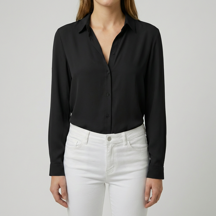 Blusa de Botones para Mujeres con Cuello