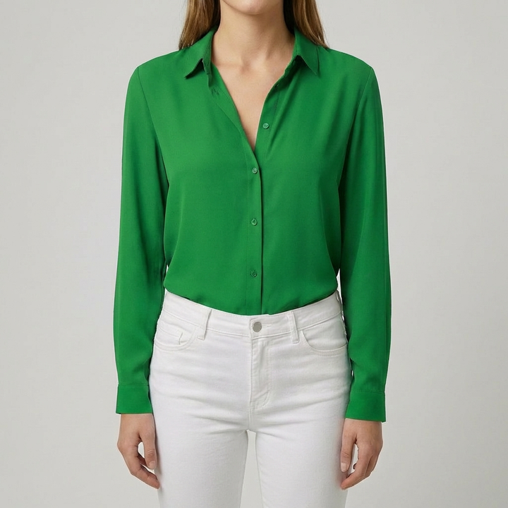 Blusa de Botones para Mujeres con Cuello
