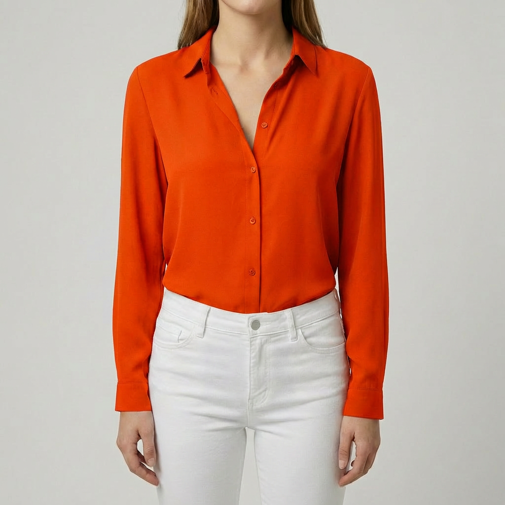 Blusa de Botones para Mujeres con Cuello