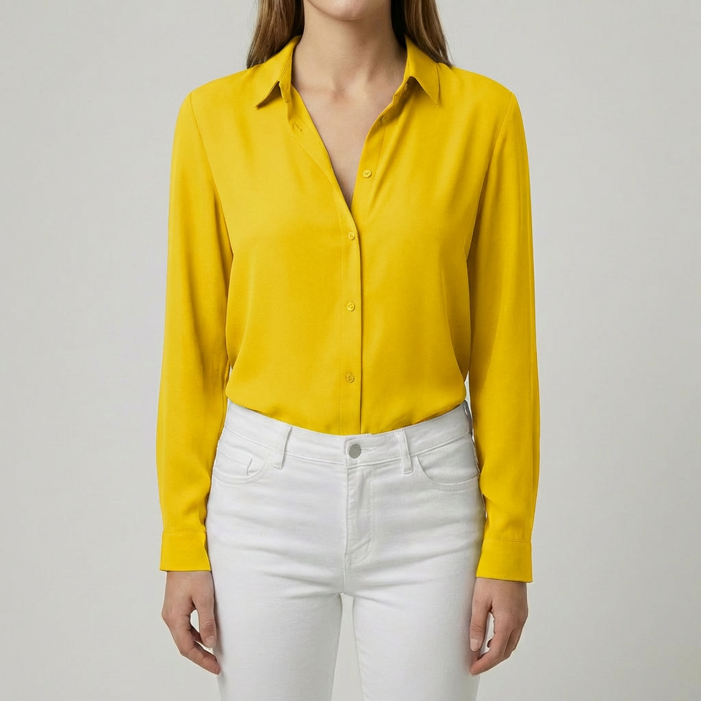 Blusa de Botones para Mujeres con Cuello