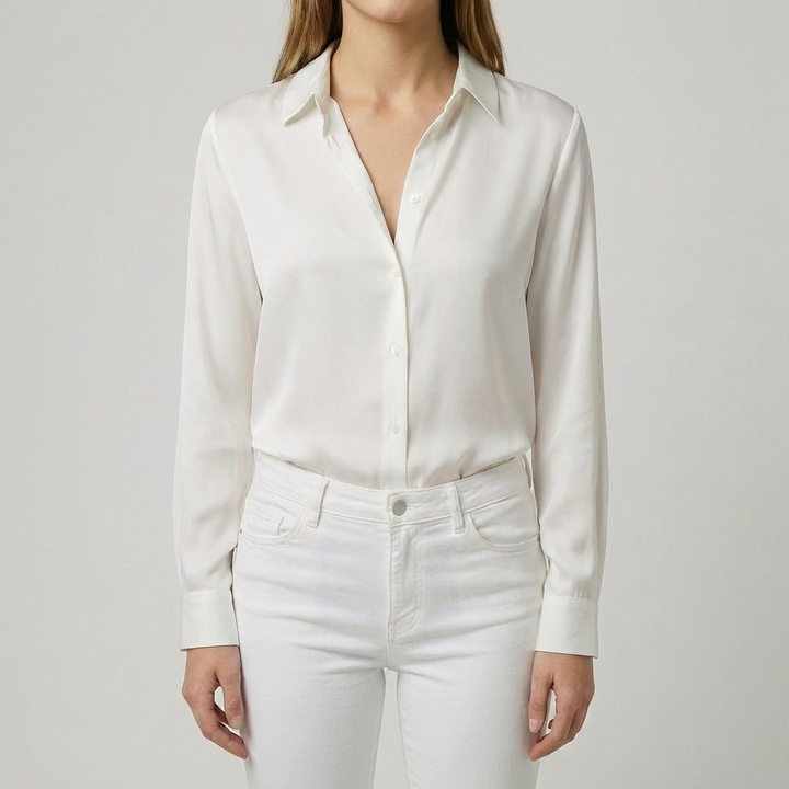 Blusa de Botones para Mujeres con Cuello