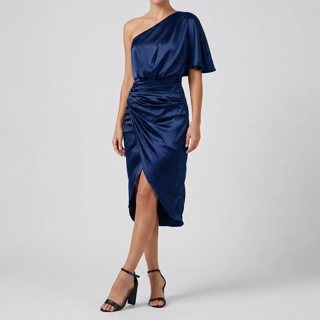Vestido Asimétrico Sin Hombro