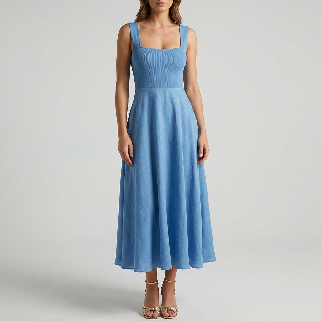 Vestido Elegante Sin Mangas Color Sólido para Mujeres